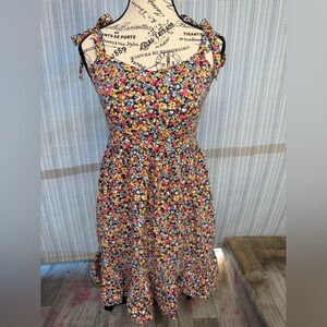 Floral Tie-Shoulder Sundress in Multi-Color